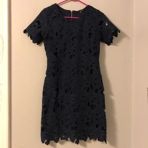 Navy lace overlay mini dress